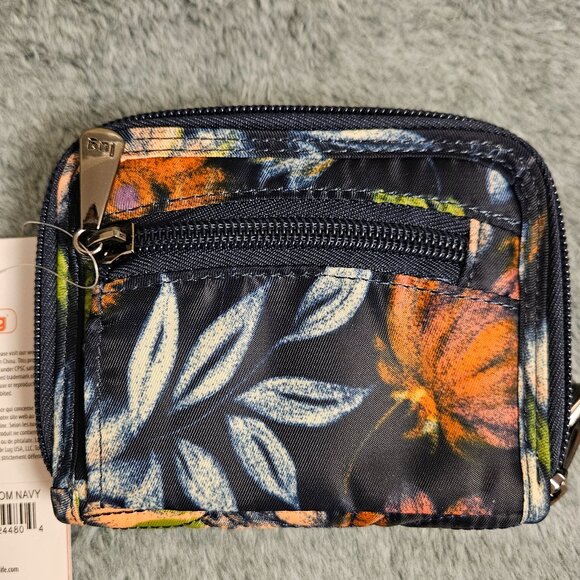 NWT Lug Splits compact RFID wallet in Bloom Navy - Picture 5 of 6